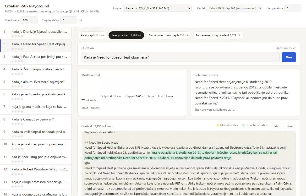 llama.cpp Q3_K_M को CPU पर चलाकर लंबे संदर्भ वाले सवाल का जवाब देते हुए